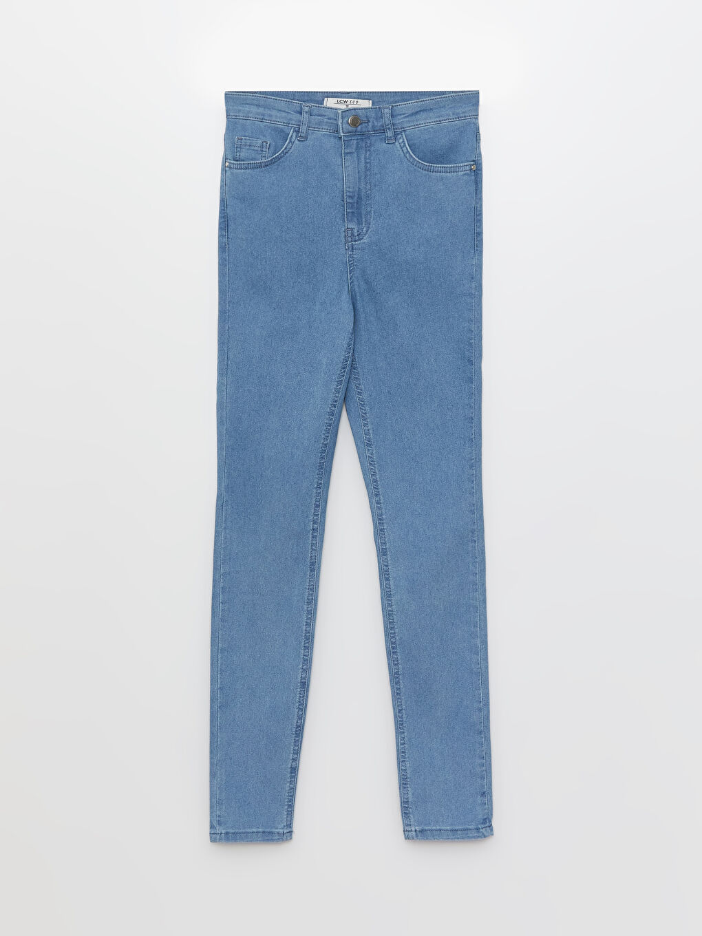 İndigo Yüksek Bel Slim Fit Kadın Jean Pantolon-5