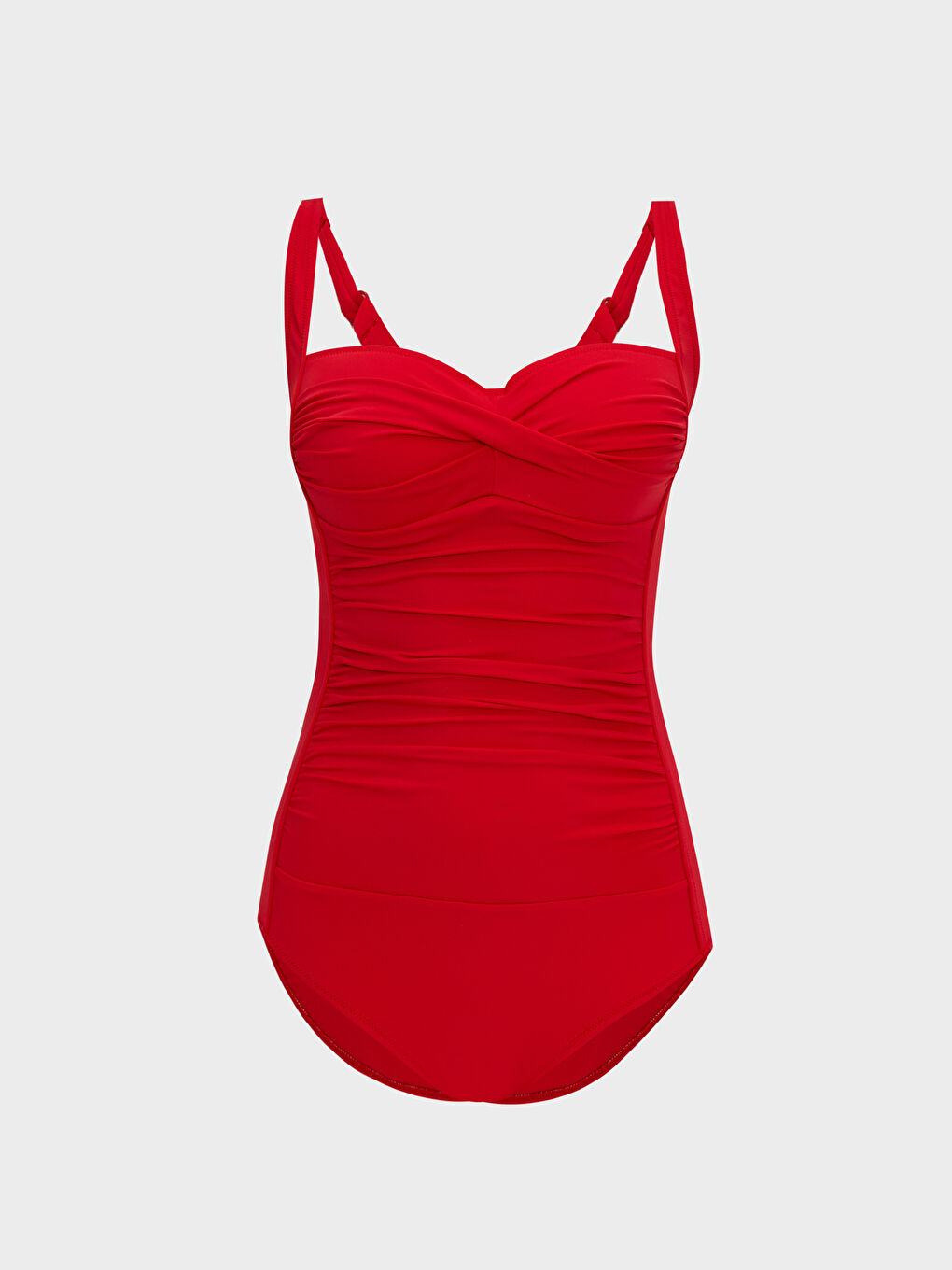 Kırmızı Kadın İnce Askılı Düz Mayo