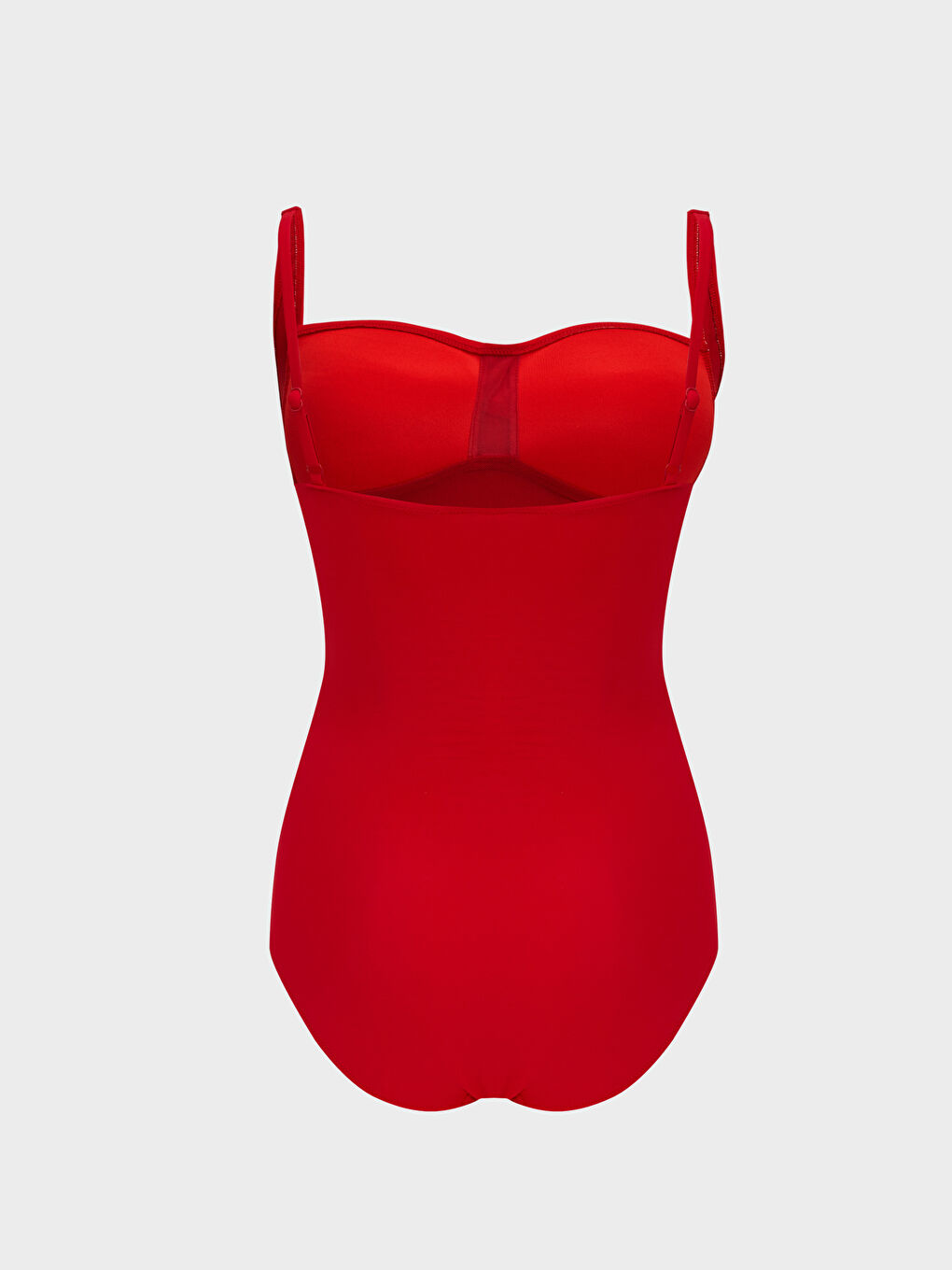 Kırmızı Kadın İnce Askılı Düz Mayo-1