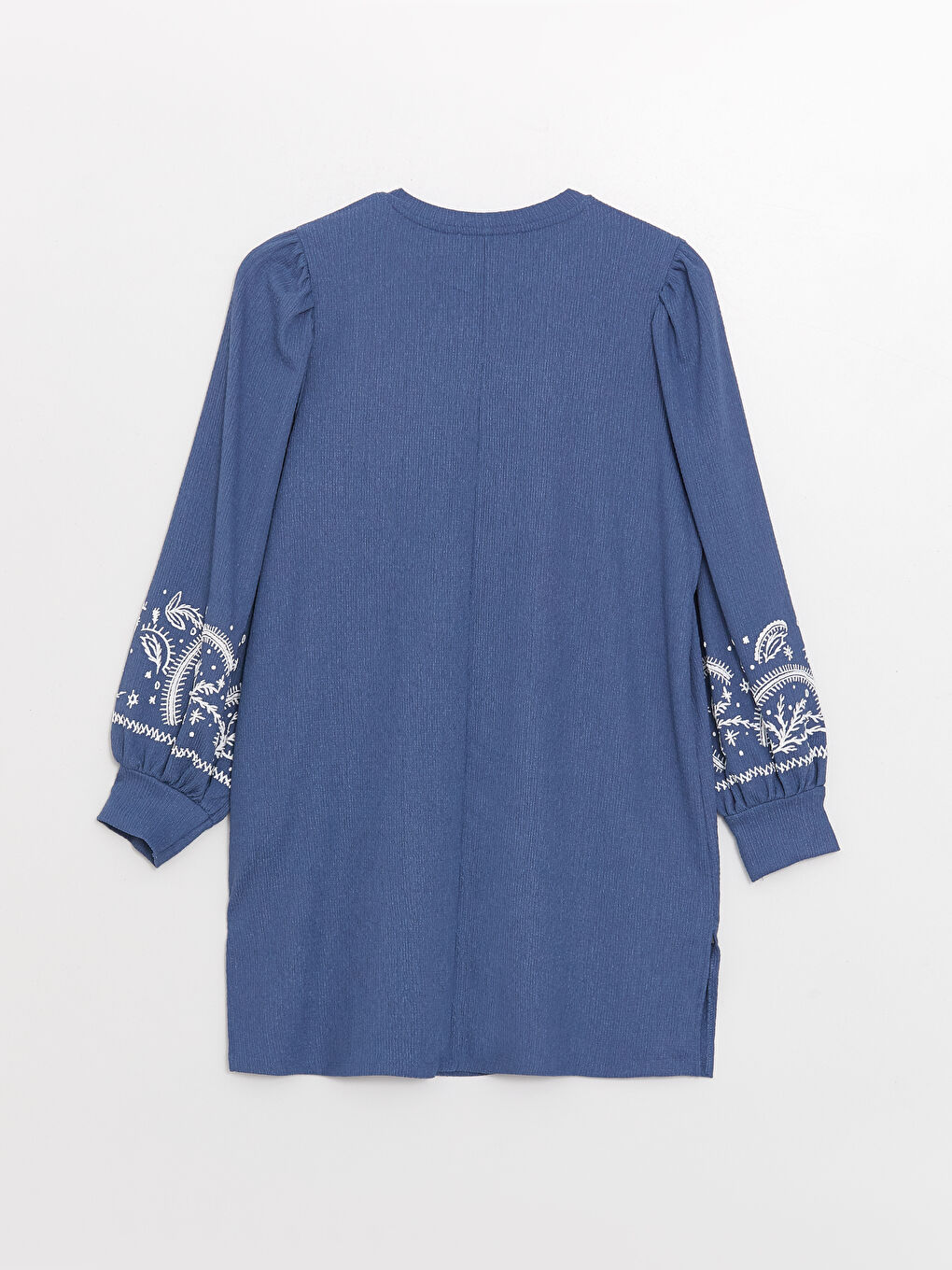 Mavi Bisiklet Yaka Baskılı Uzun Kollu Kadın Tunik-6