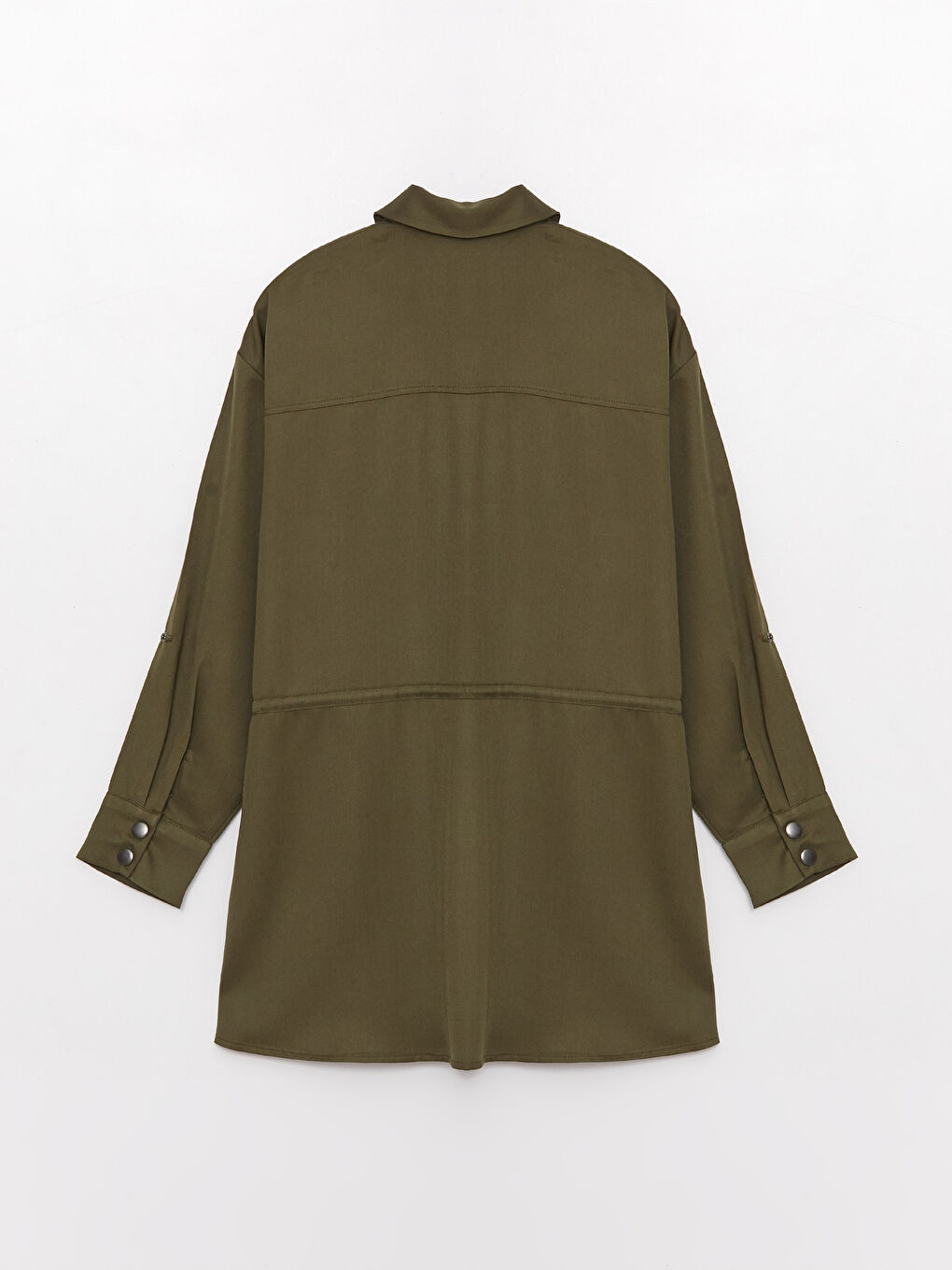 Однотонная рубашка-туника с длинным рукавом оверсайз для женщин-6