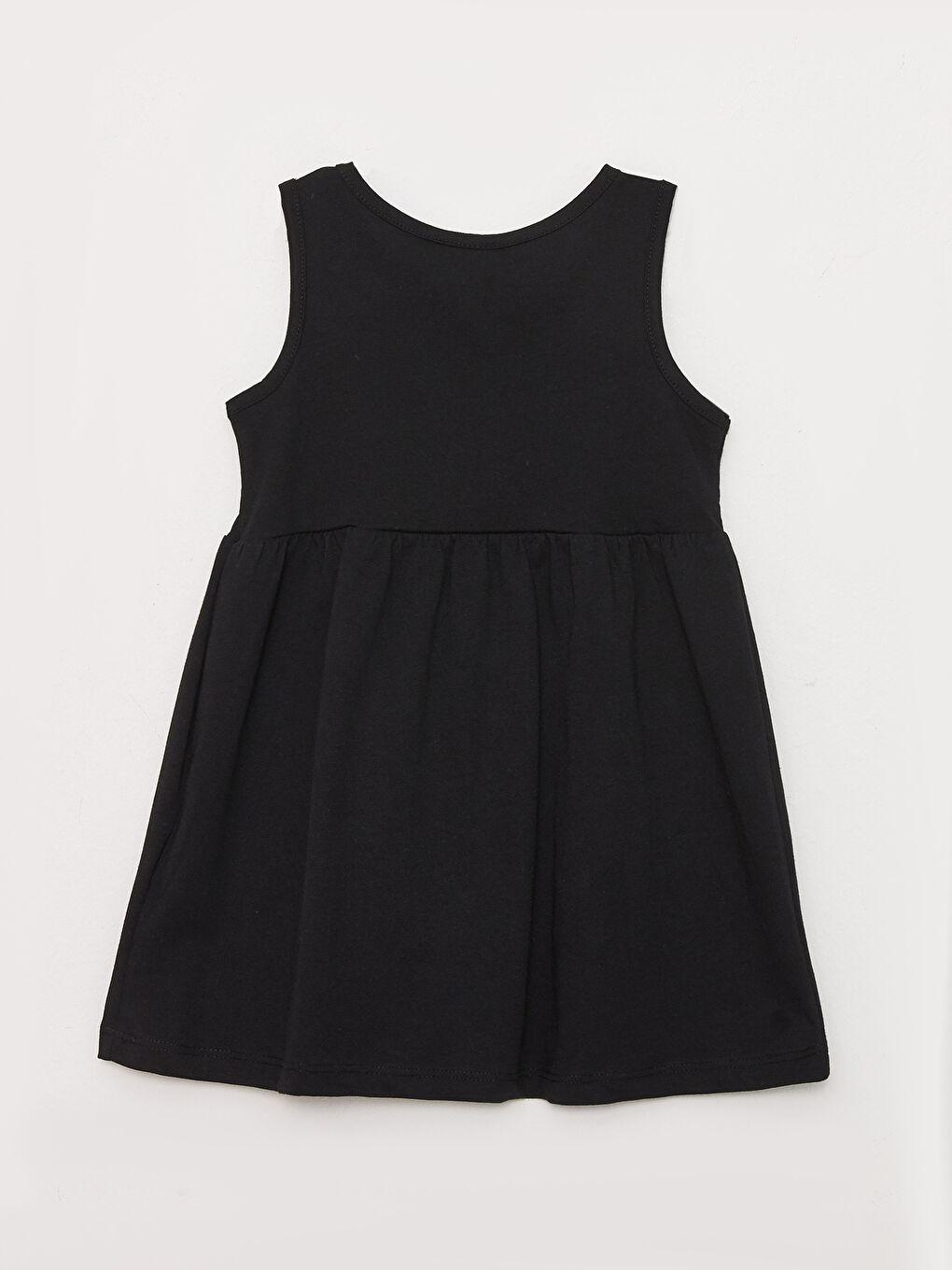 Siyah Bisiklet Yaka Baskılı Kız Bebek Elbise-1