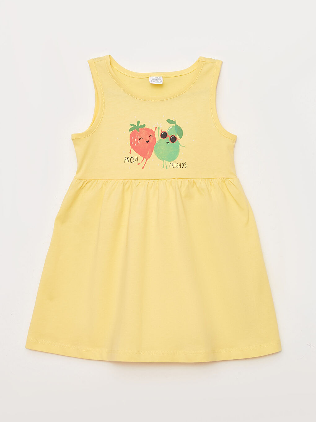 Sarı Bisiklet Yaka Baskılı Kız Bebek Elbise