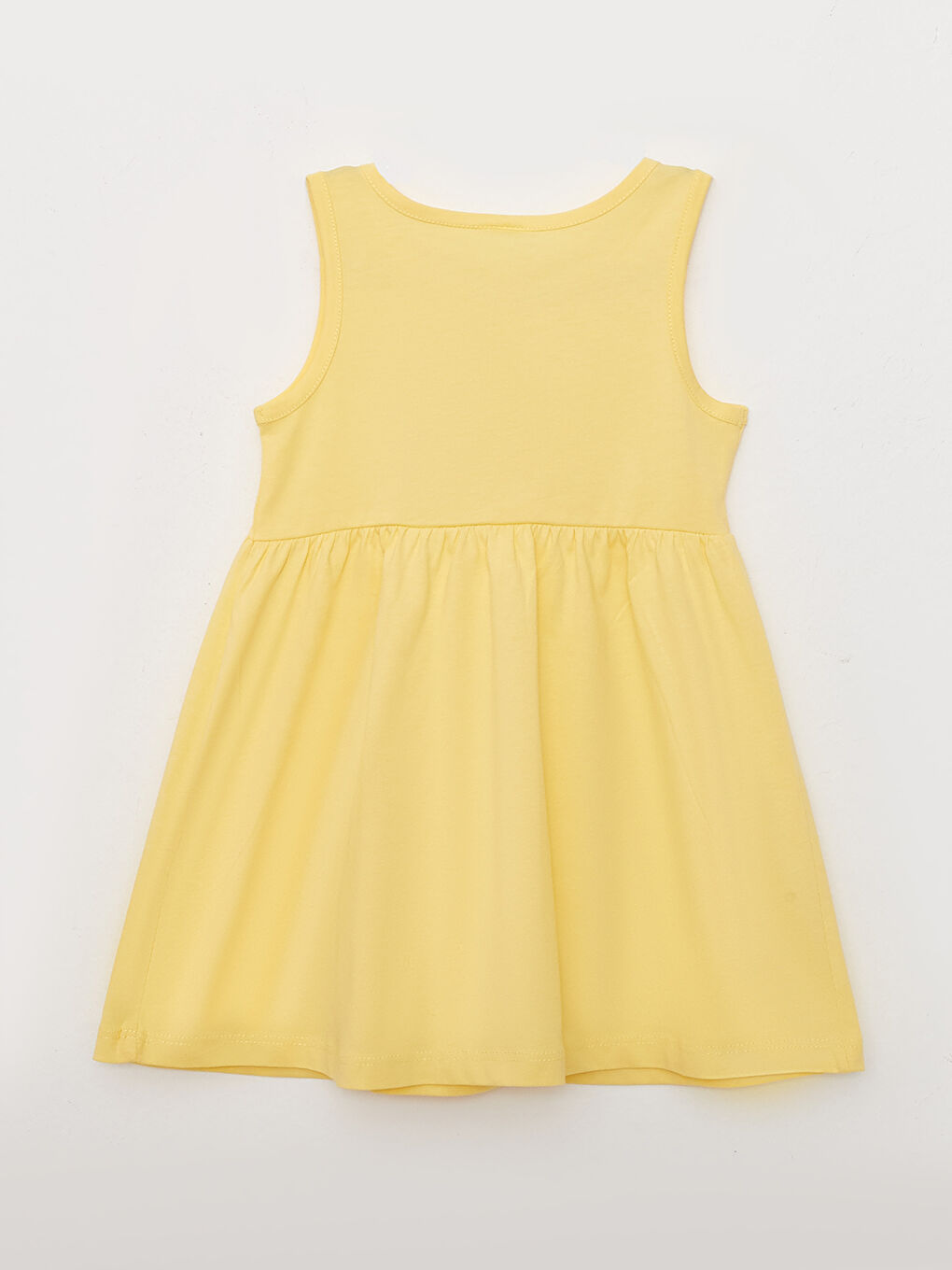 Sarı Bisiklet Yaka Baskılı Kız Bebek Elbise-1