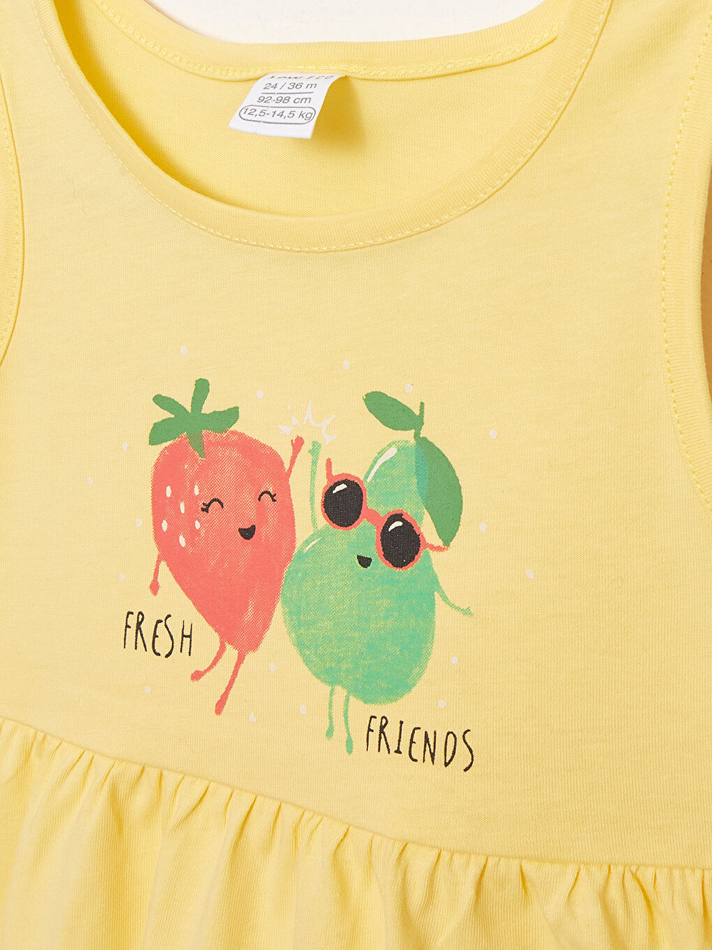 Sarı Bisiklet Yaka Baskılı Kız Bebek Elbise-2