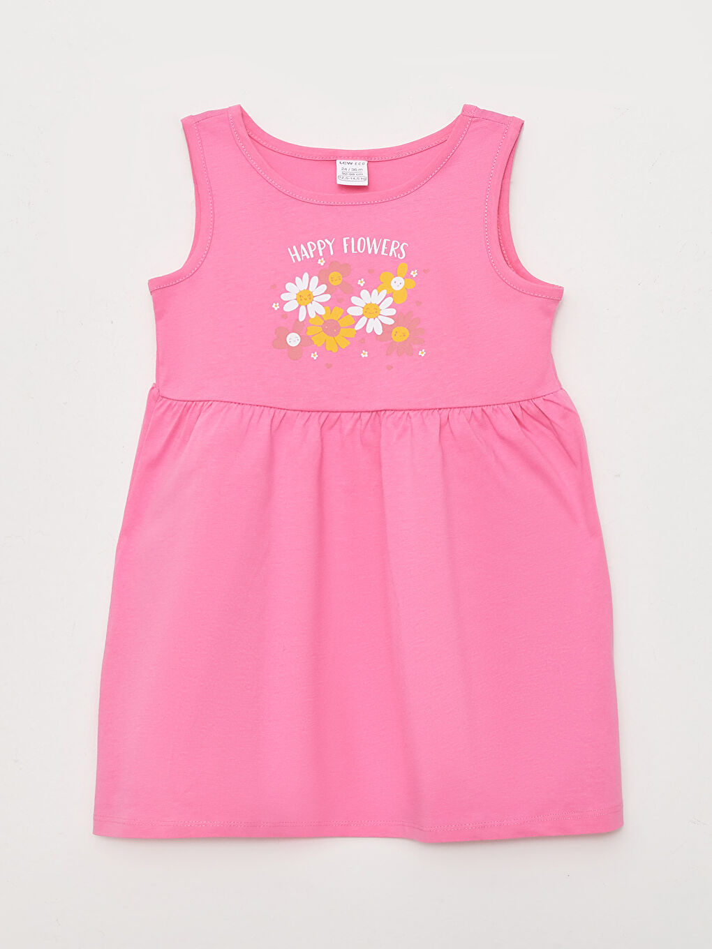 Pembe Bisiklet Yaka Baskılı Kız Bebek Elbise