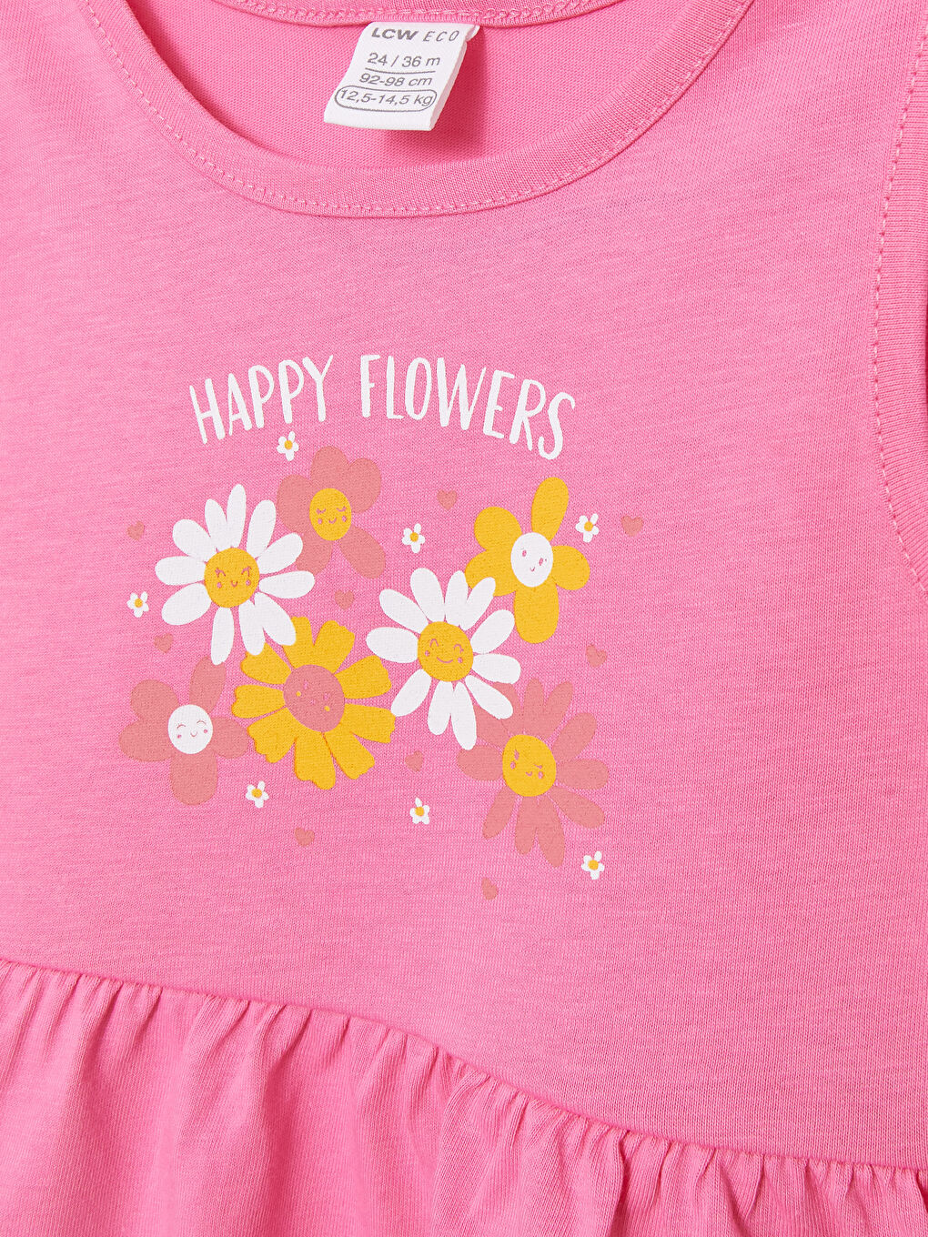 Pembe Bisiklet Yaka Baskılı Kız Bebek Elbise-2