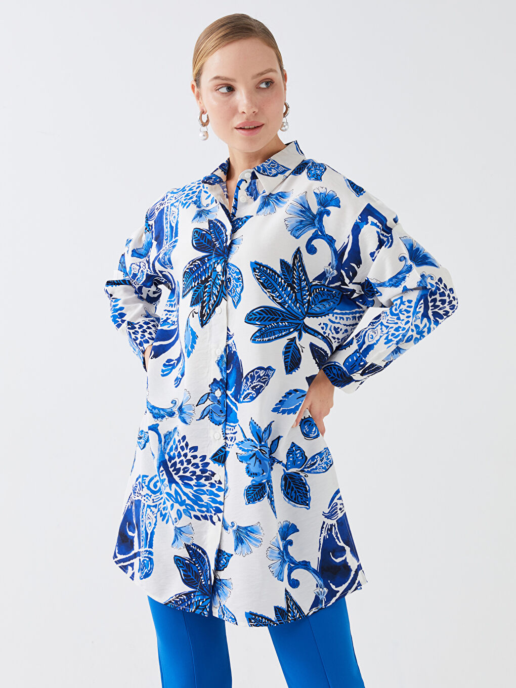Floral Oversize Women's Shirt Tunic