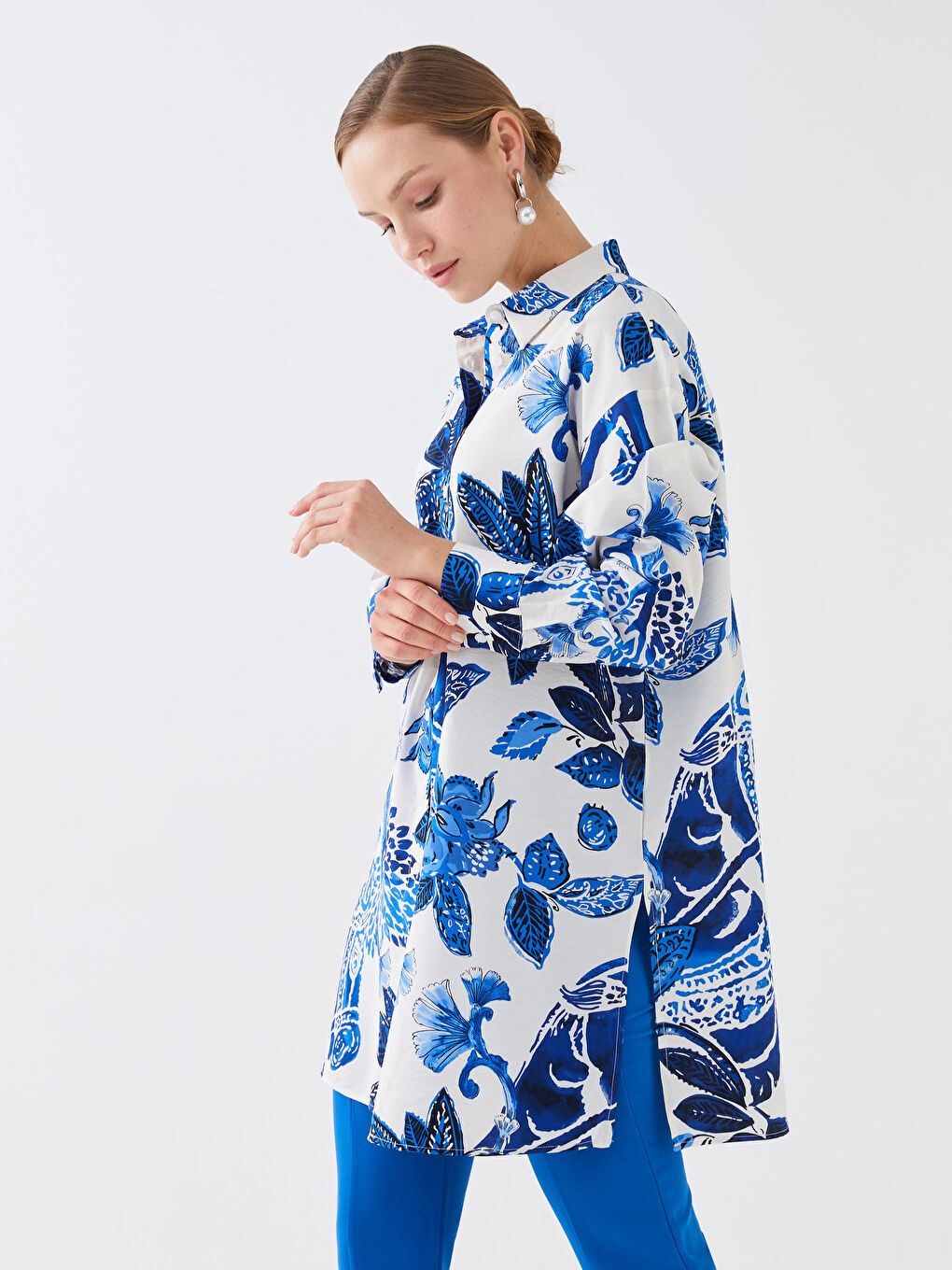 Floral Oversize Women's Shirt Tunic-1