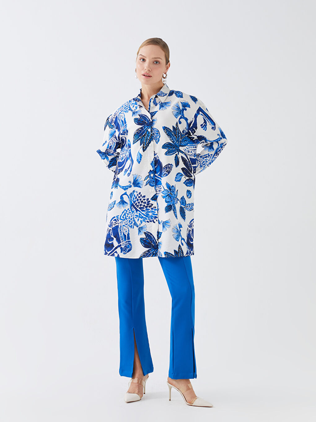 Floral Oversize Women's Shirt Tunic-2