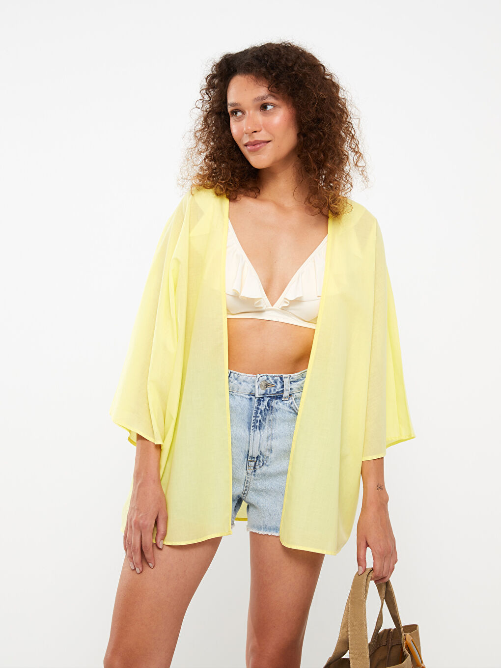 Shawl Collar Plain Poplin Women's Kimono -S3AS74Z8-KTM