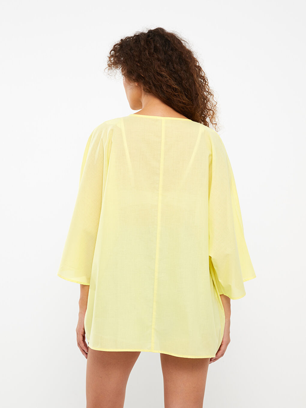 Shawl Collar Plain Poplin Women's Kimono -S3AS74Z8-KTM
