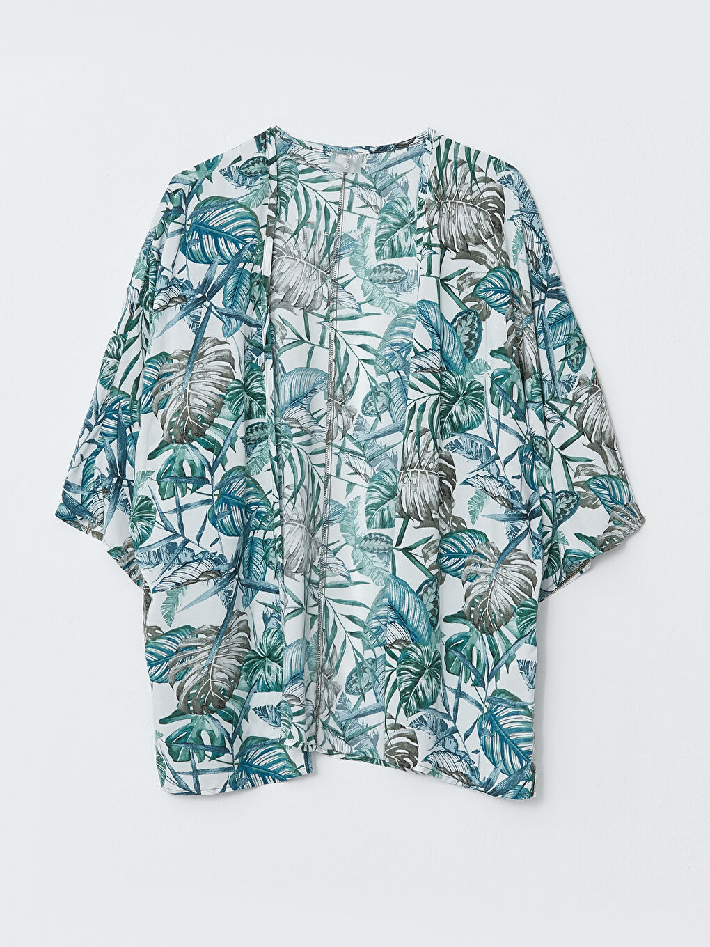 Shawl Collar Patterned Viscose Women's Beach Dress-5