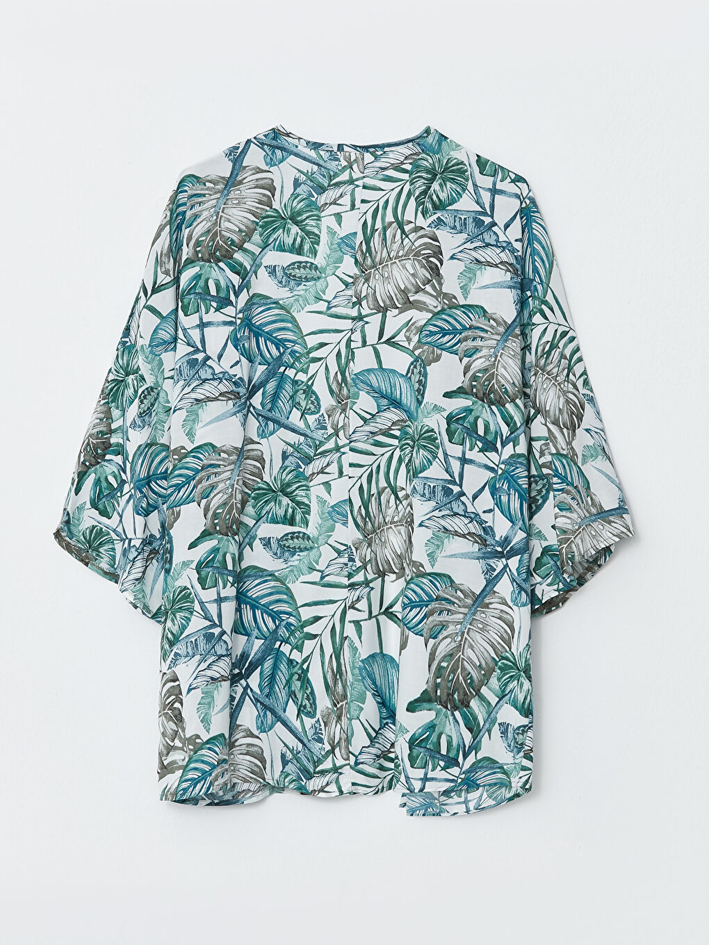 Shawl Collar Patterned Viscose Women's Beach Dress-6