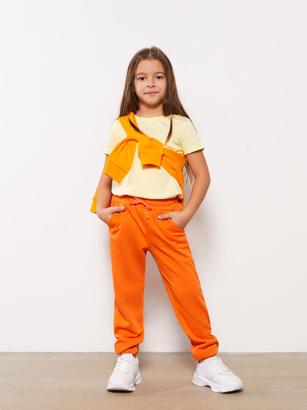 Elastic Waist Basic Girls' Jogger Sweatpants-1