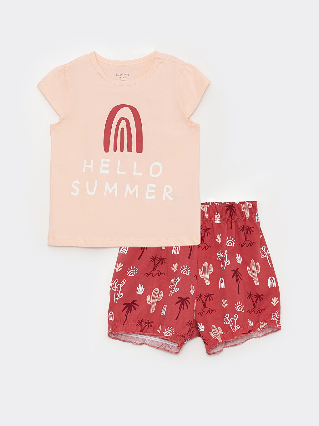 Ensemble de Pyjama Imprimé pour Bébés Filles à Col Rond