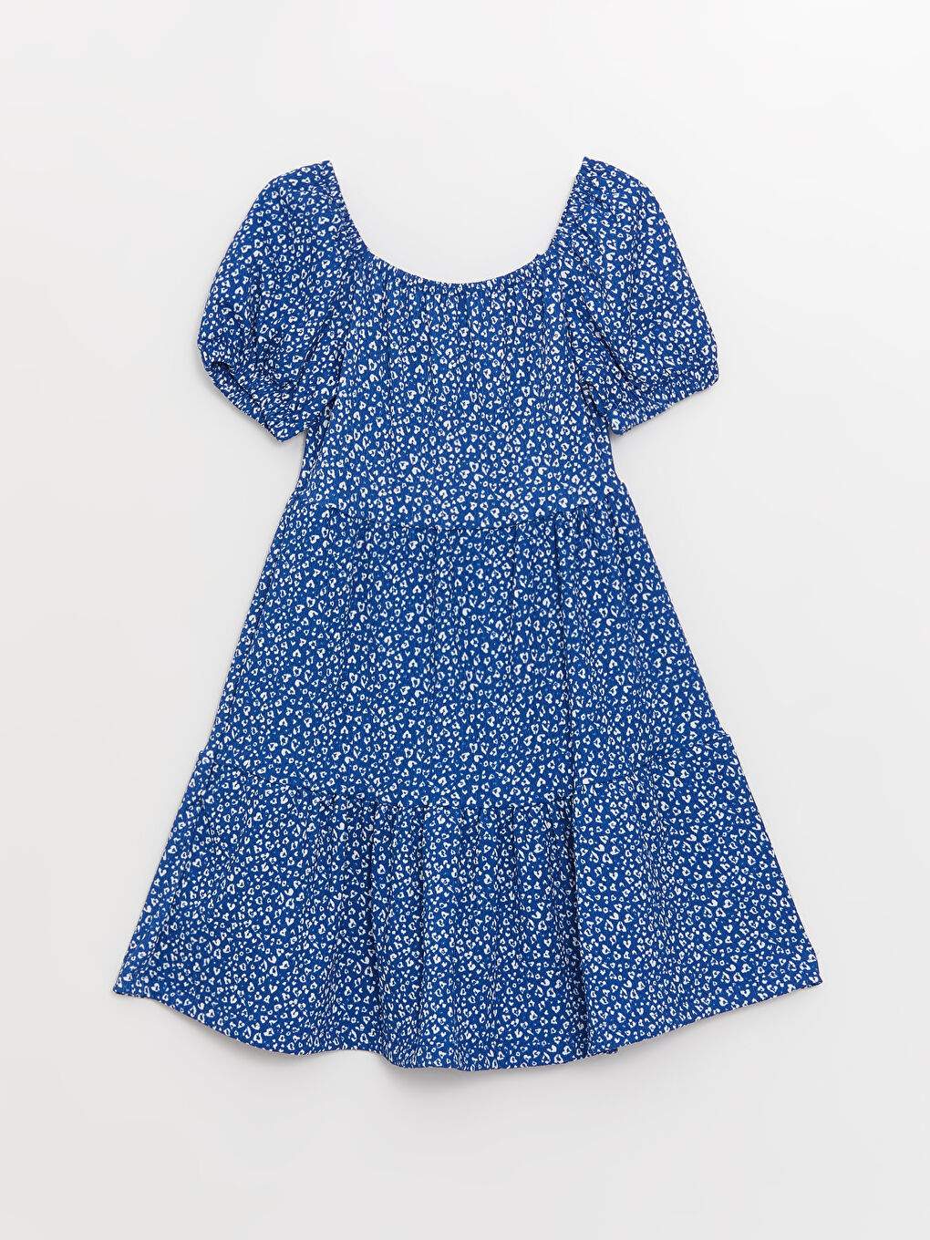 Қыздарға арналған қиғаш мойын принтті қысқа жең көйлек