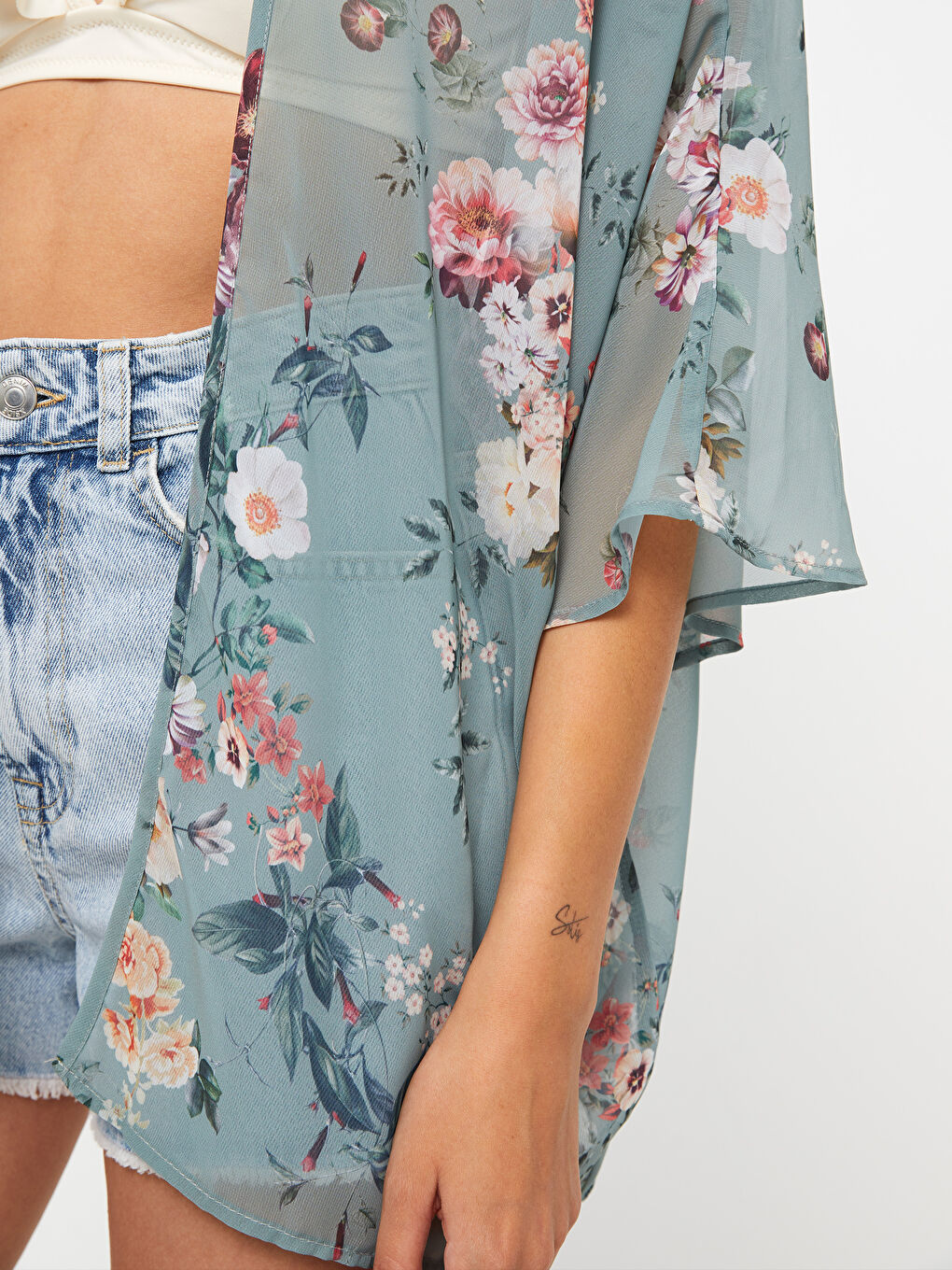 Shawl Collar Patterned Women's Kimono -S3AT25Z8-LRR
