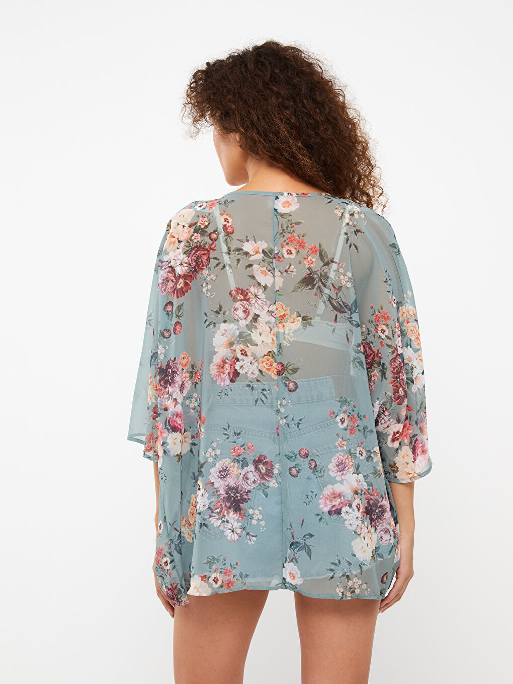 Shawl Collar Patterned Women's Kimono -S3AT25Z8-LRR
