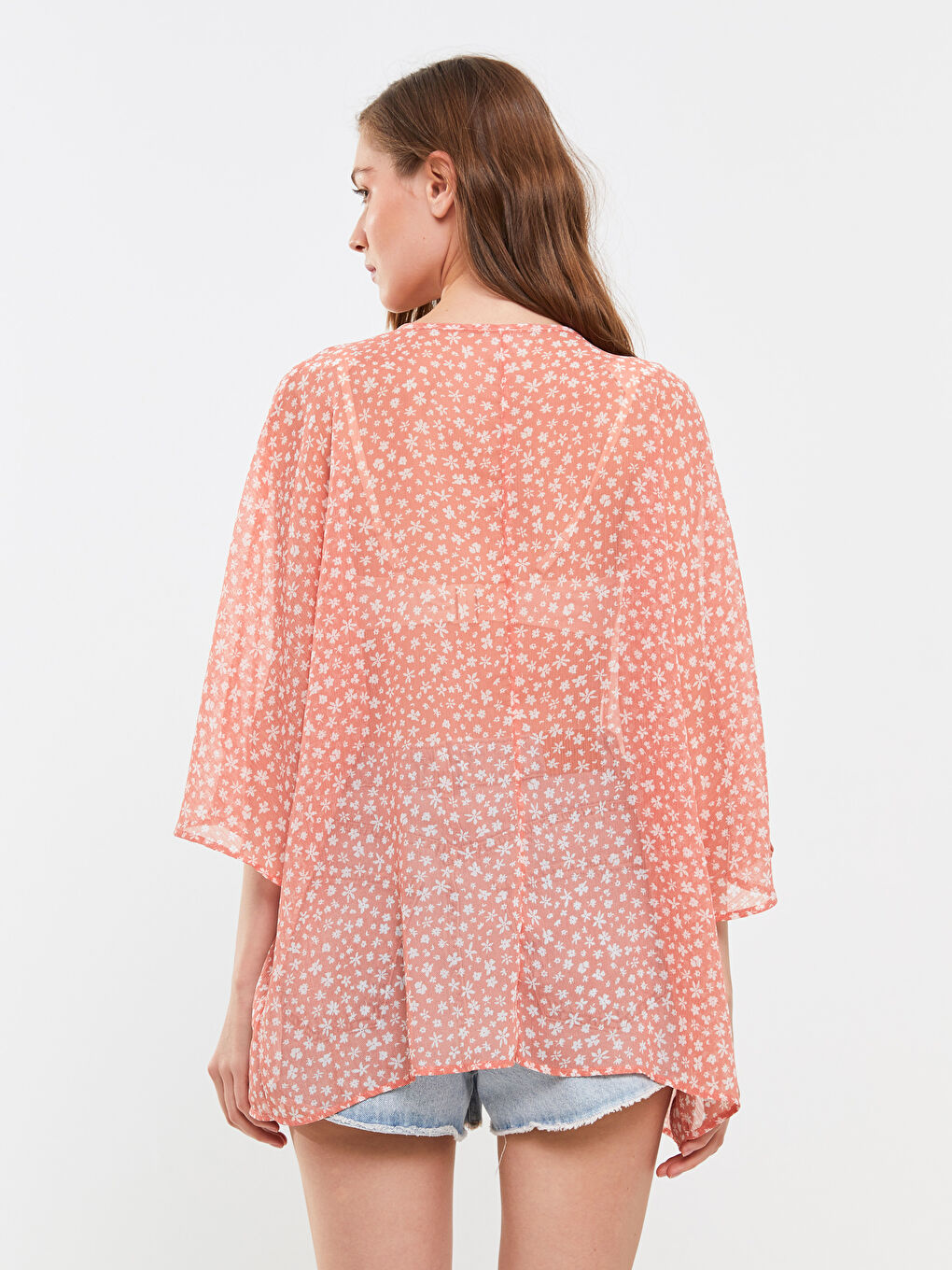 LCW ECO Turuncu Şal Yaka Desenli Kadın Kimono - 4