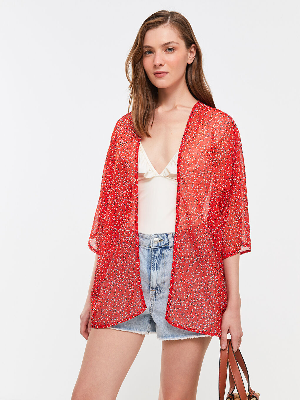 Shawl Collar Patterned Women's Kimono -S3AT25Z8-LTQ