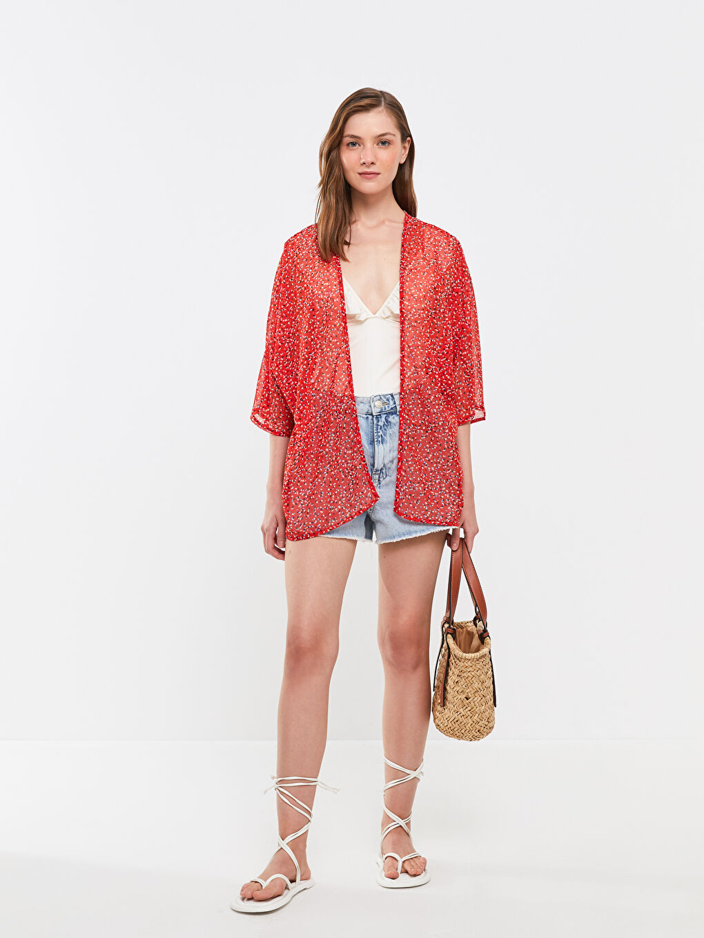 Shawl Collar Patterned Women's Kimono -S3AT25Z8-LTQ