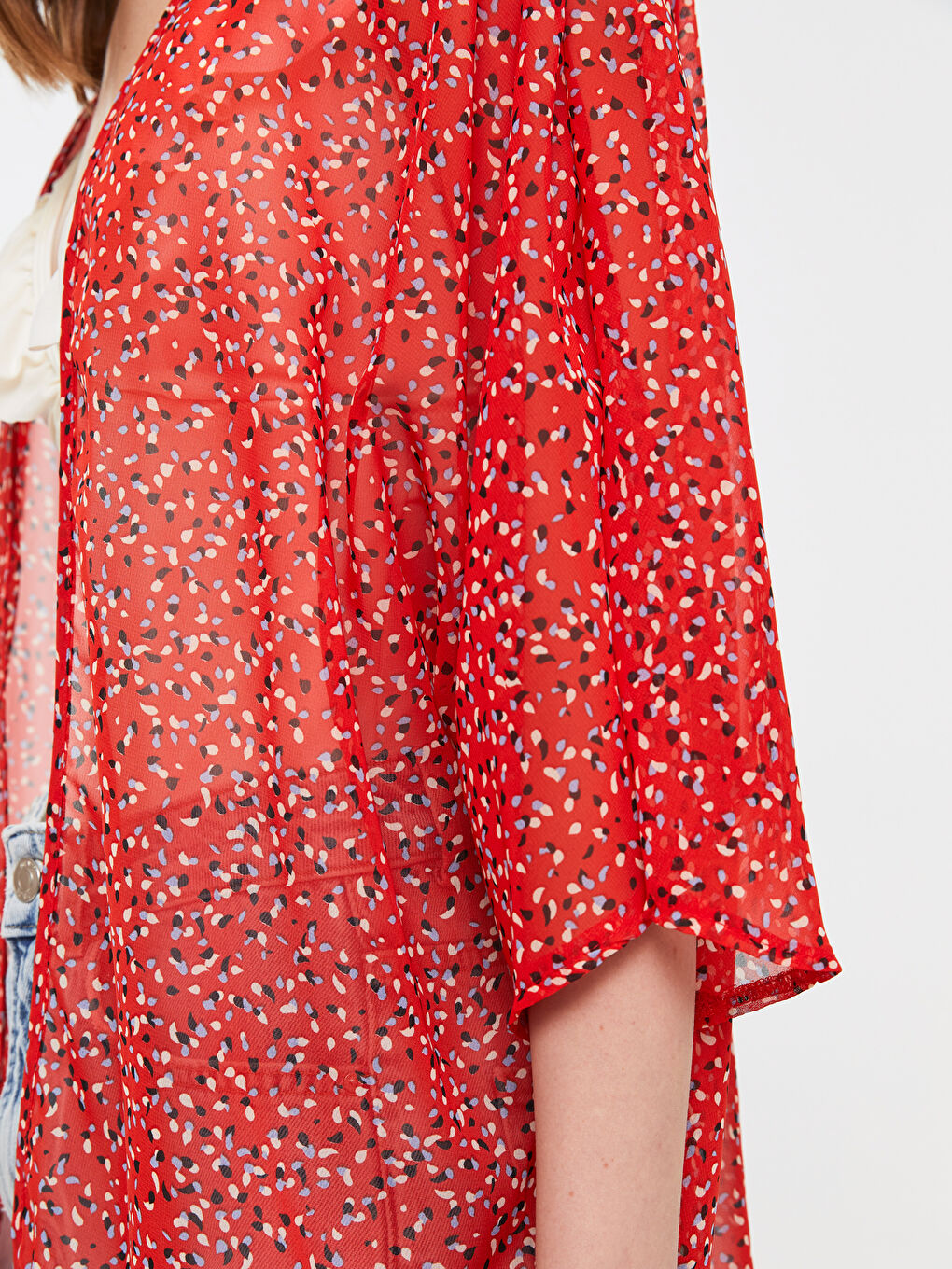 Shawl Collar Patterned Women's Kimono -S3AT25Z8-LTQ
