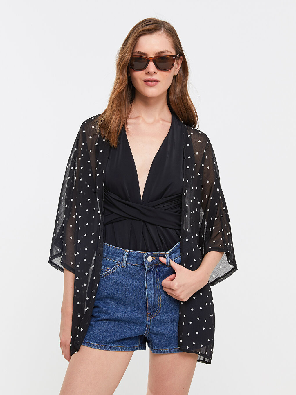 Shawl Collar Patterned Women's Kimono -S3AT25Z8-SW5