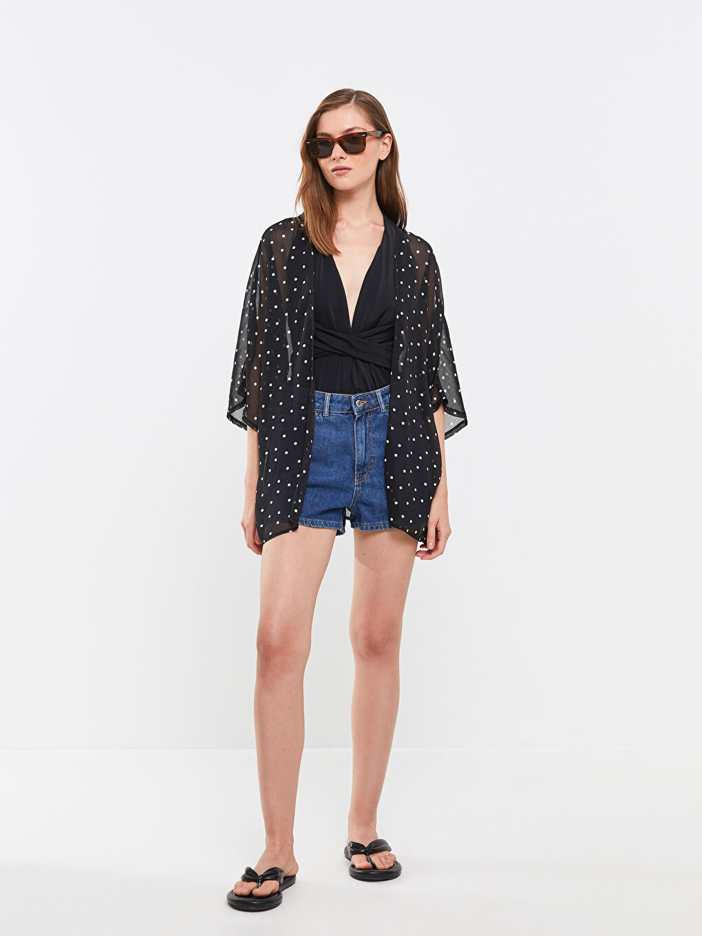Shawl Collar Patterned Women's Kimono -S3AT25Z8-SW5