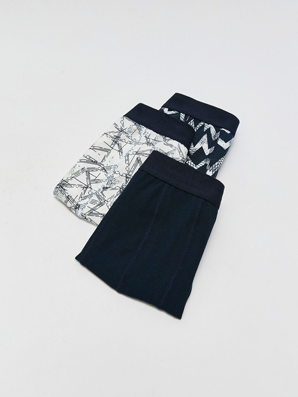 سراويل بوكسر قطن مطاطي بقصة عادية للرجال - ٣ قطع-1