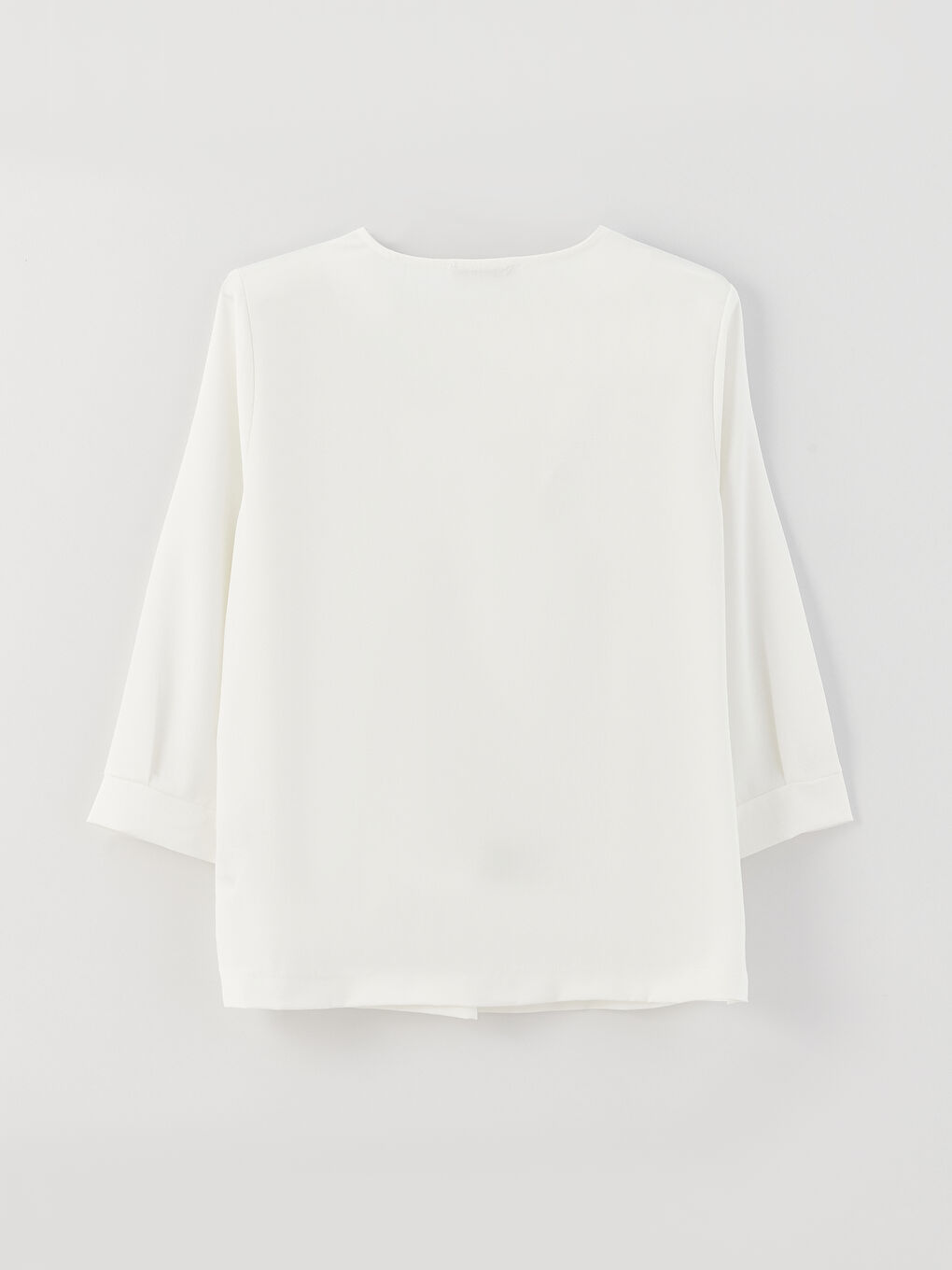 Ekru Kadın Kaçık Yaka Düz Bluz-6