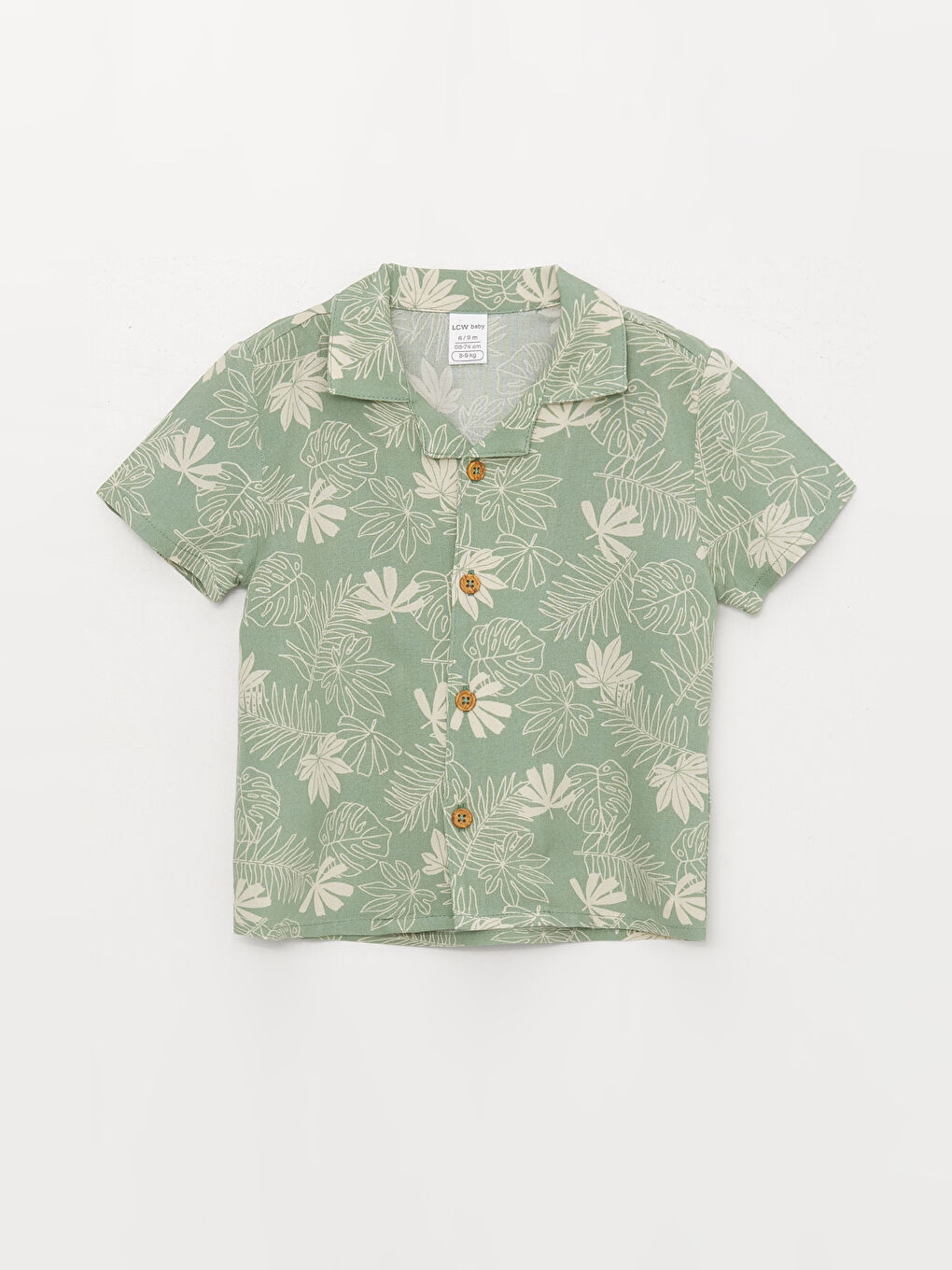 Yeşil Kısa Kollu Desenli Erkek Bebek Gömlek ve Şort 2'li Takım-1