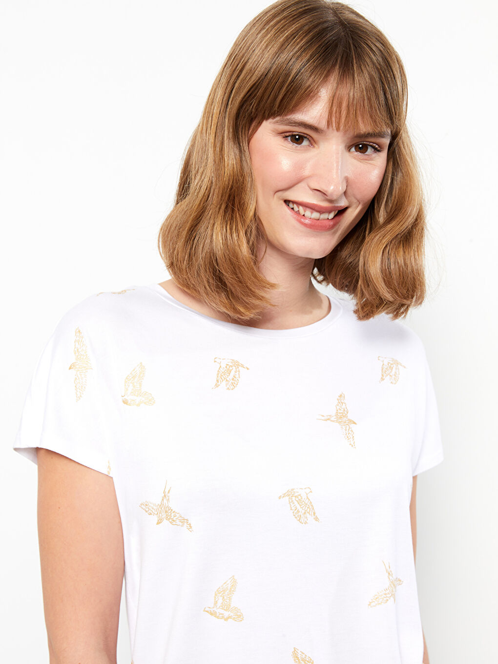 Crew Neck Patterned Short Sleeve Women's T-Shirt-2