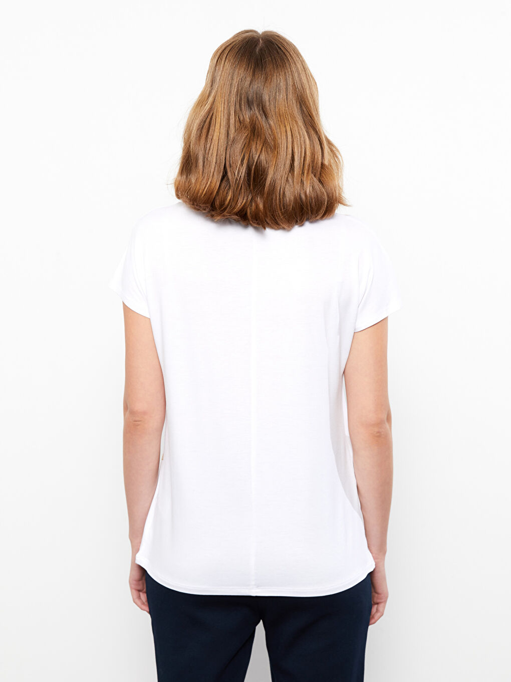 Crew Neck Patterned Short Sleeve Women's T-Shirt-4