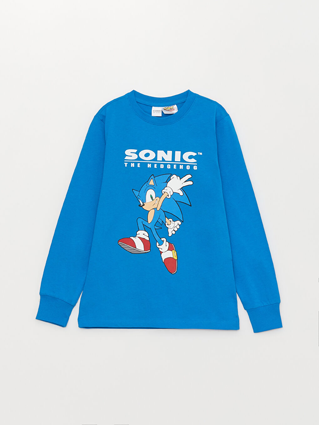 Crew Neck Sonic Printed Long Sleeve Boys' Pyjama Set-1