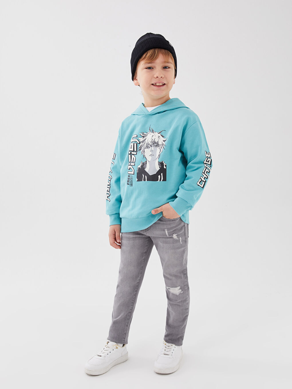 Relaxed Fit Hooded Boys' Sweatshirt -S3AT89Z4-GLU