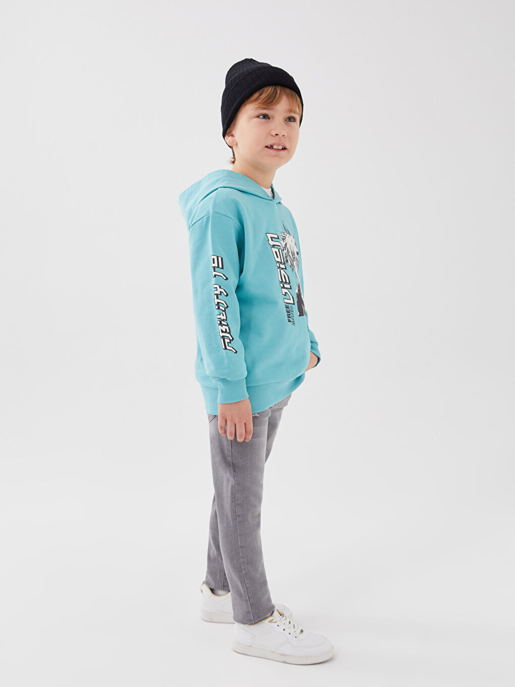 Relaxed Fit Hooded Boys' Sweatshirt -S3AT89Z4-GLU