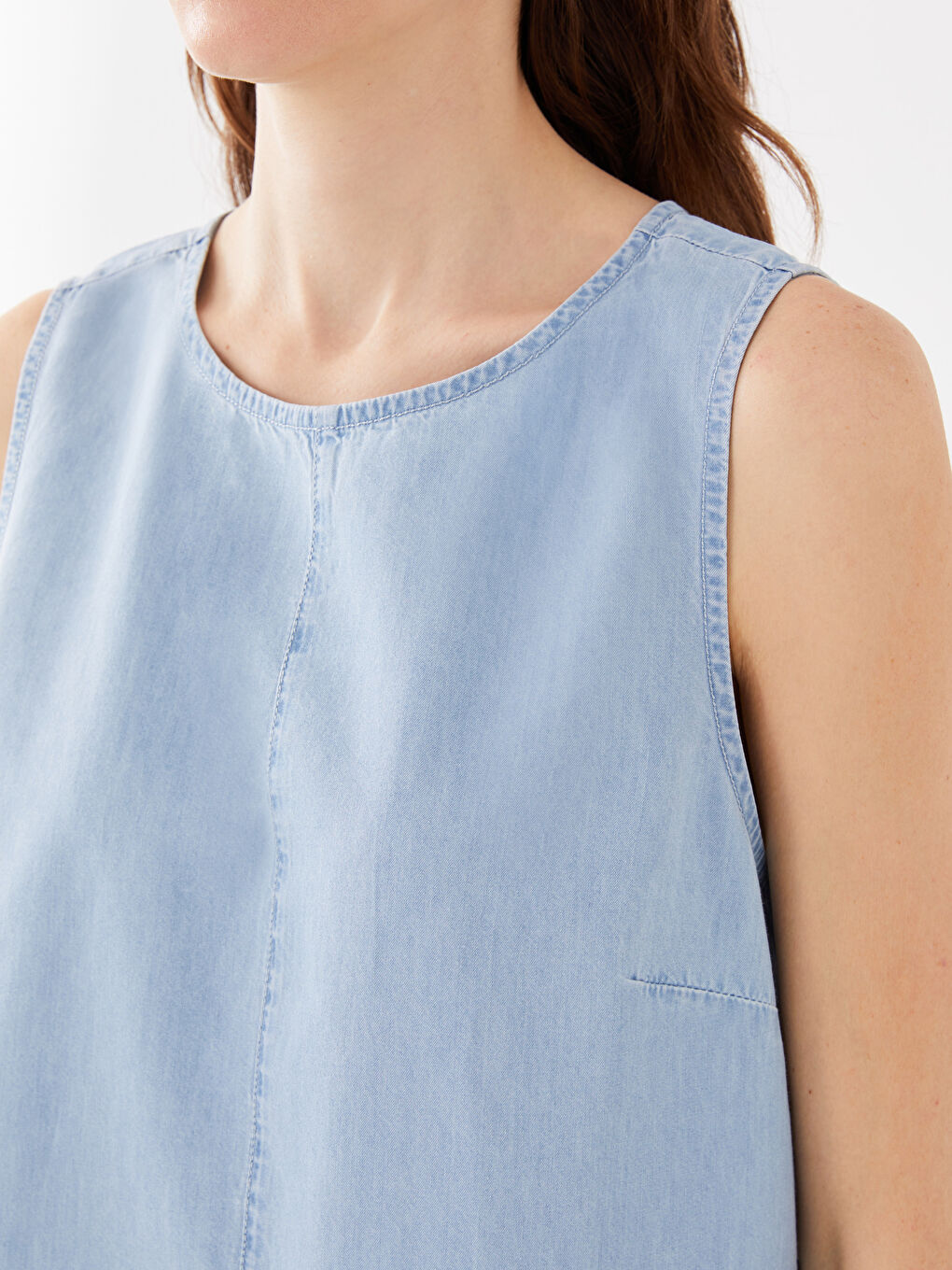 LCWAIKIKI Classic Robe en Jean Droite à Col Rond pour Femmes -S3AU28Z8-315
