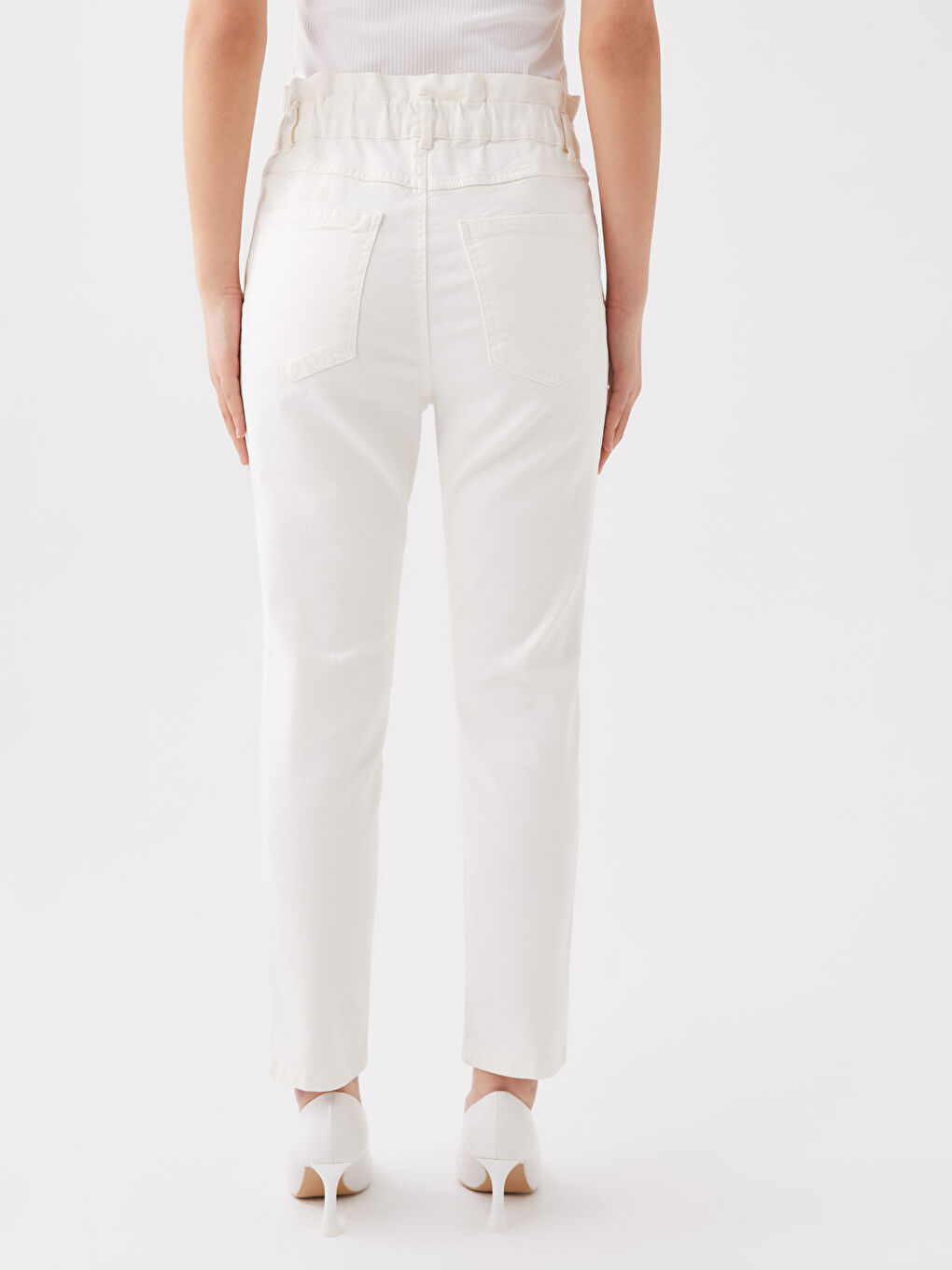 Elastic Waist Paperbag Women's Jeans-4