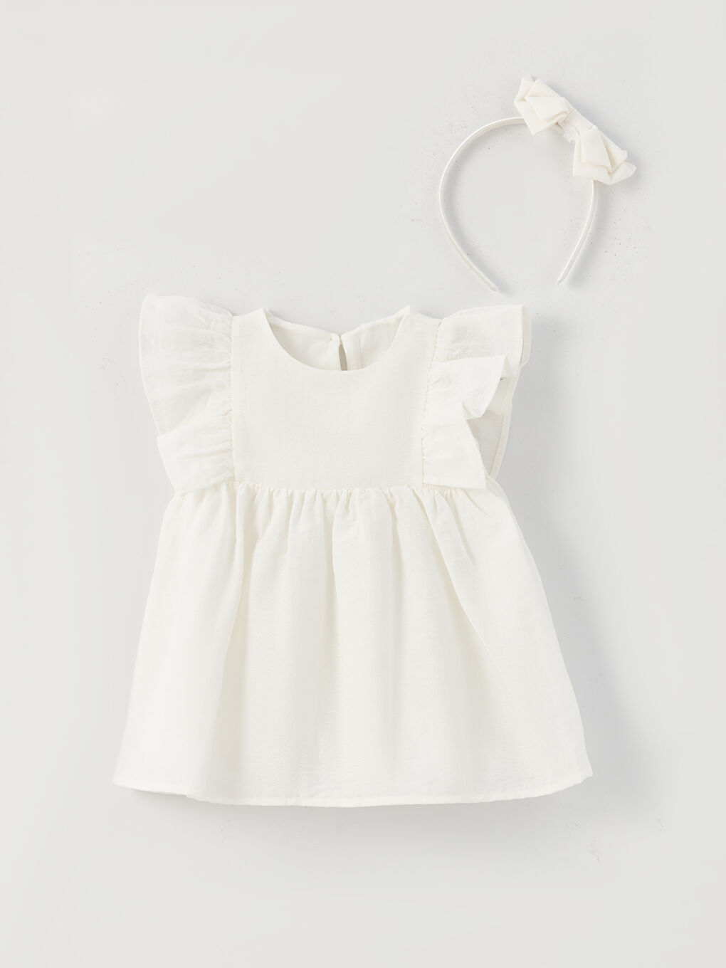 KANZ Crew Neck Short Sleeve Baby Girl Dress and Headband -S3AU36Z1-FDU