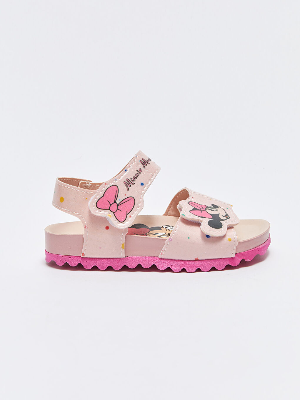 Pembe Minnie Mouse Lisanslı Cırt Cırtlı Kız Bebek Sandalet-1