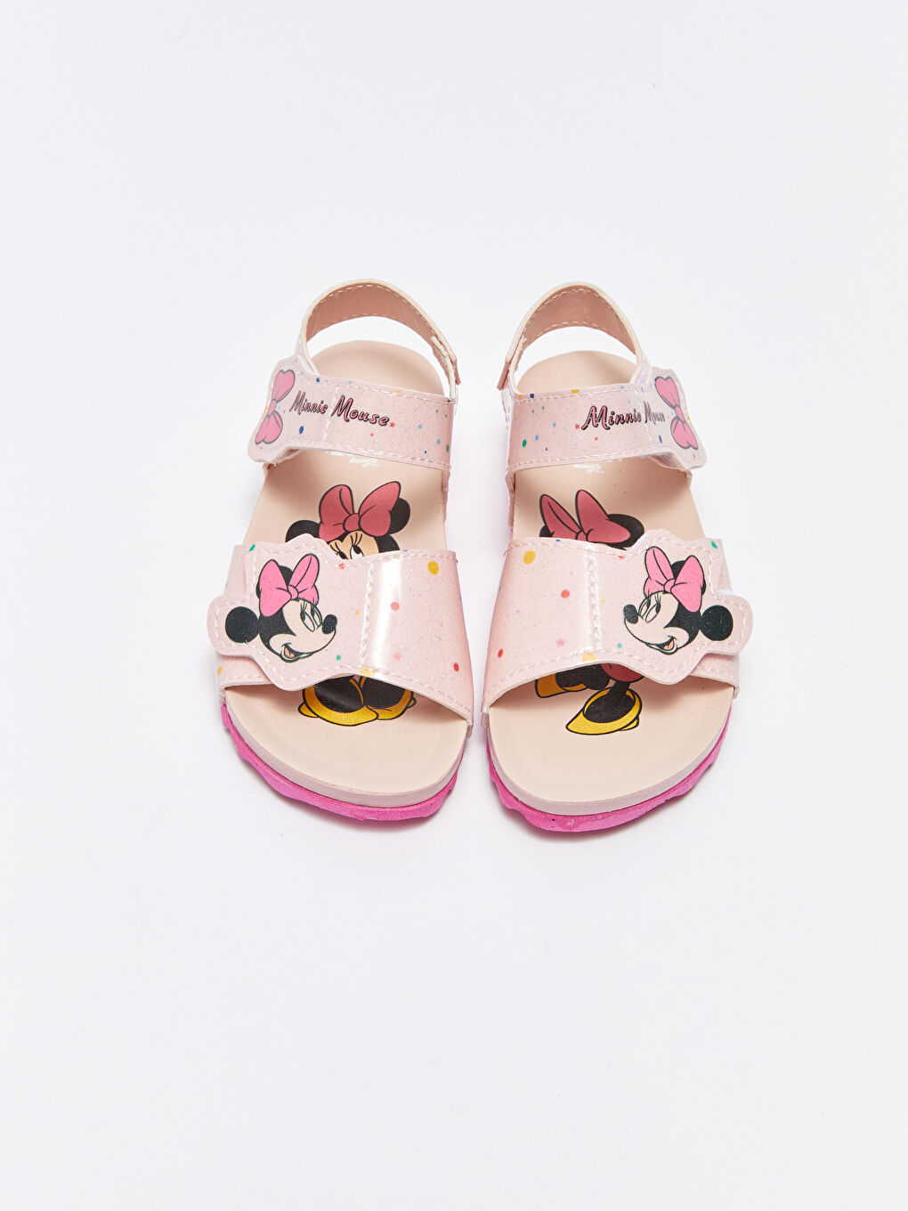 Pembe Minnie Mouse Lisanslı Cırt Cırtlı Kız Bebek Sandalet-2