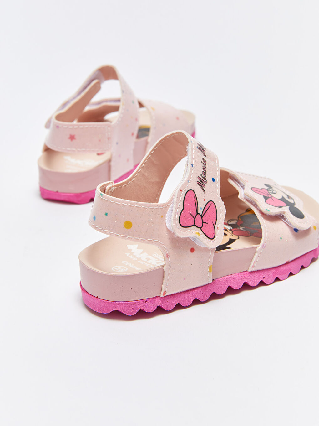 Pembe Minnie Mouse Lisanslı Cırt Cırtlı Kız Bebek Sandalet-4