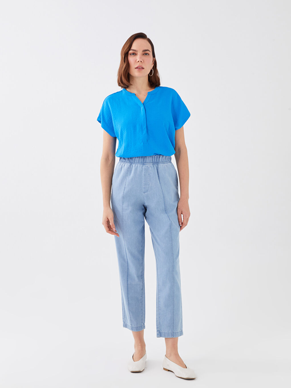 Blugi Dama Lejeri cu Talie Elastică-1