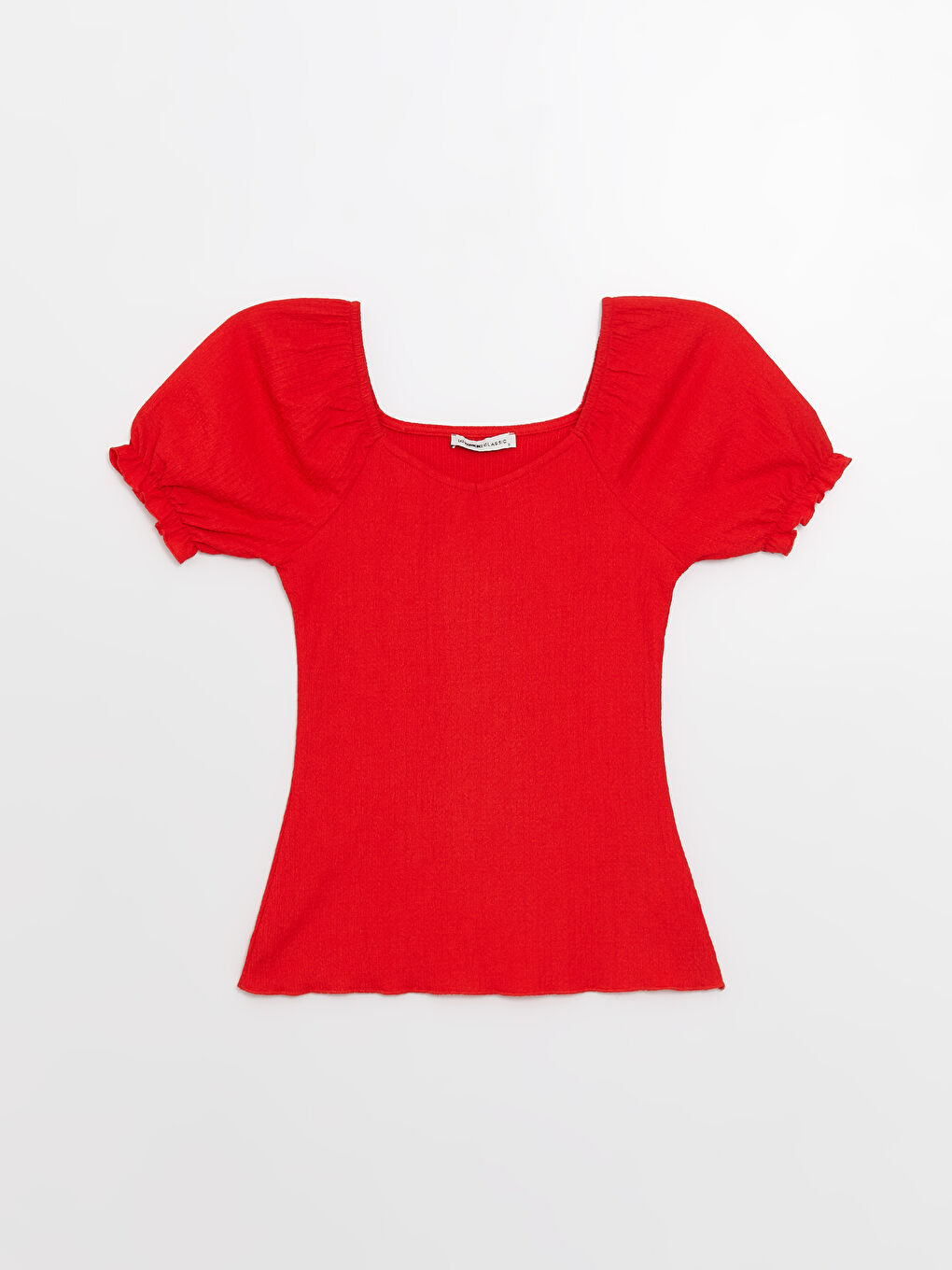 T-shirt Uni à Manches Courtes pour Femmes avec Encolure en U-5