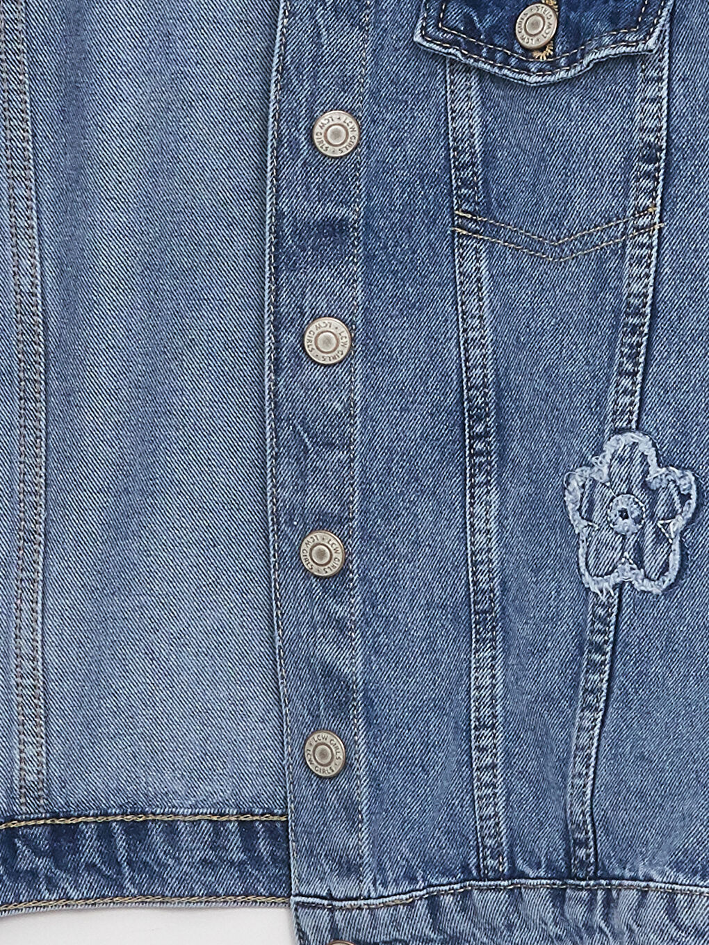 Қыздарға арналған жағалы мойын кестеленген джинс күртеше-2