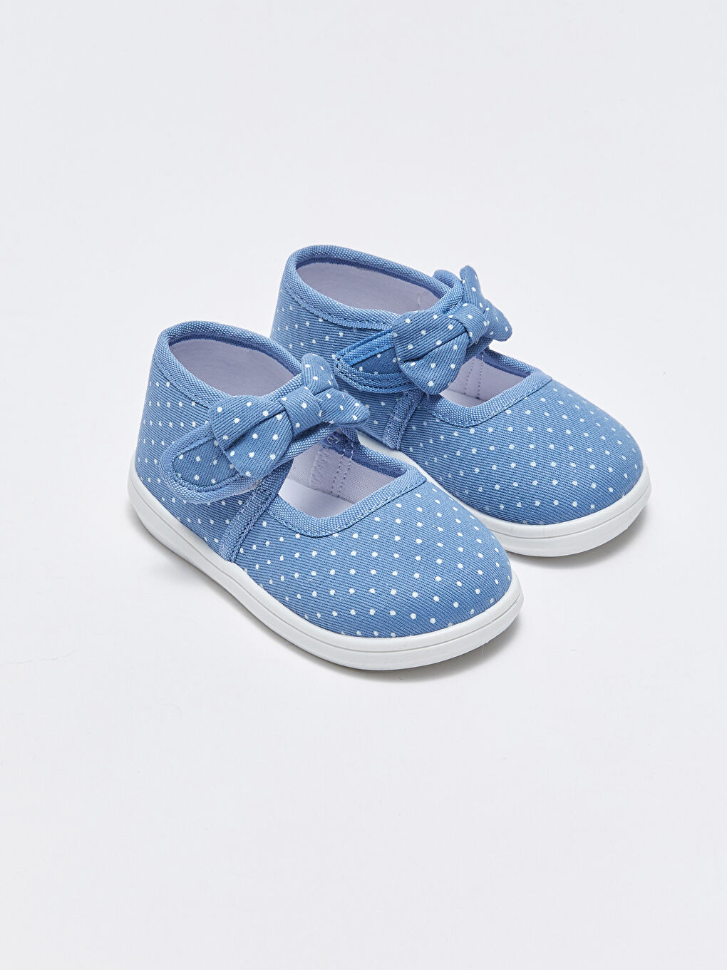 Chaussures Premiers Pas Bébé Fille à Pois avec Fermeture Crochet et Boucle