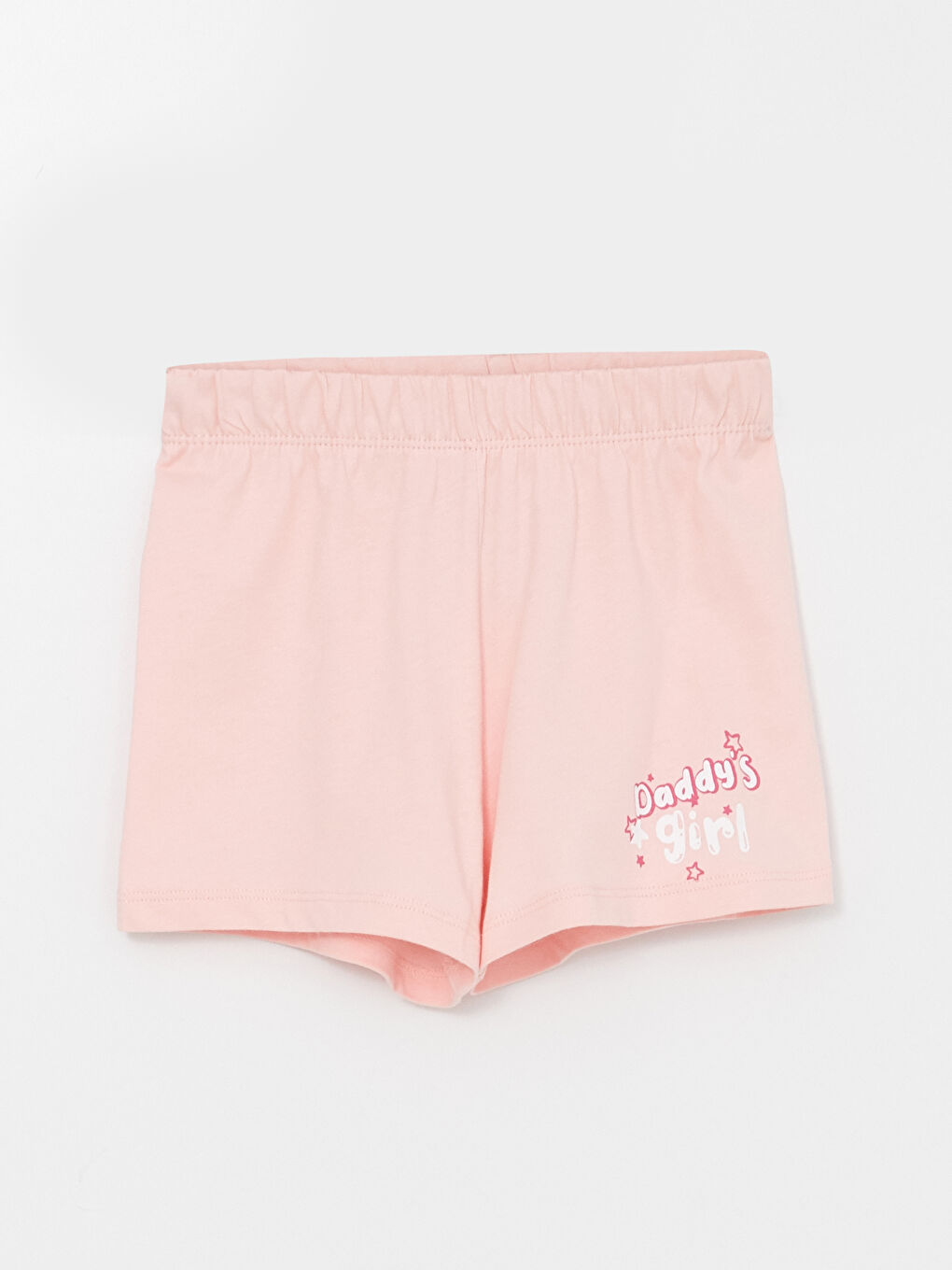 Pembe Beli Lastikli Baskılı Kız Bebek Şort