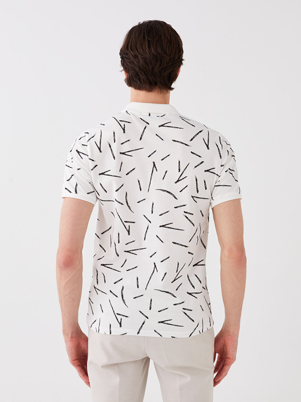 Polo Neck Short Sleeve Patterned Men's T-Shirt-4