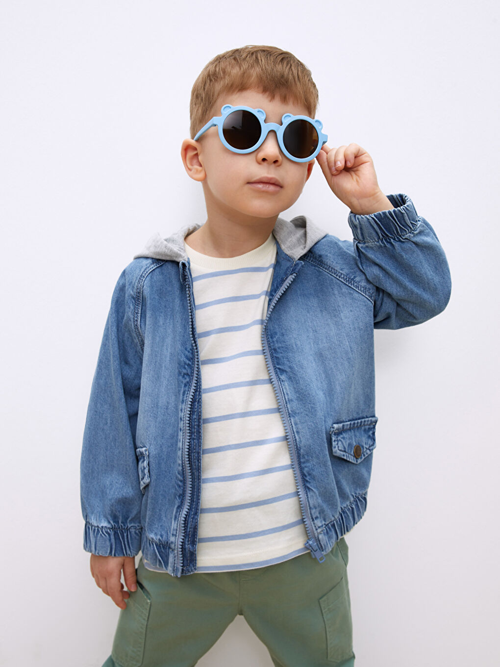 Hooded Long Sleeve Printed Baby Boy Jean Jacket -S3AV04Z1-H45